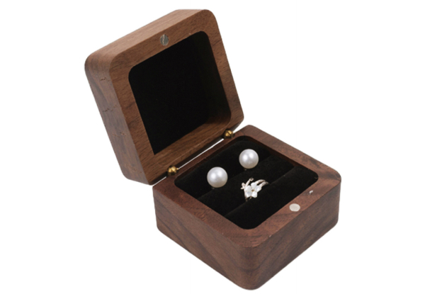 Wooden Ring Storage Box - Available in Two Colours & Option for Two-Ring Slots