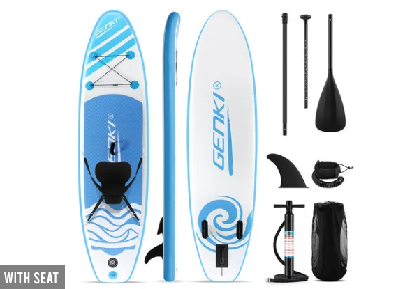 Genki SUP Inflatable Paddleboard - Three Colours Available & Option with Seat