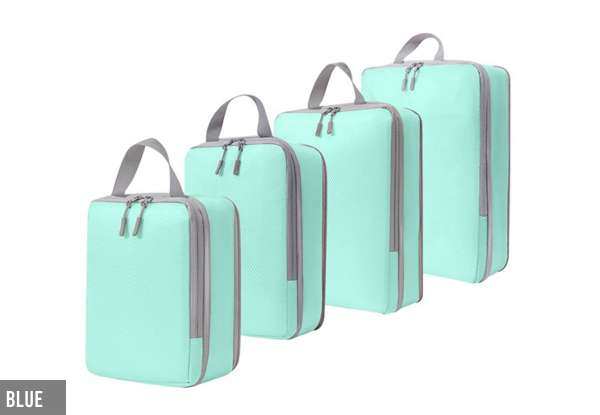 Four-Pack Compression Packing Cubes - Option for Eight-Pack & Four Colours Available