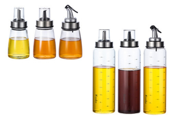 Three-Pack Glass Oil Decanter Bottle - Three Sizes Available
