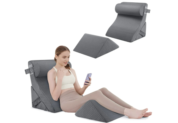 Four-Pack Bed Wedge Pillow Set - Three Colours Available