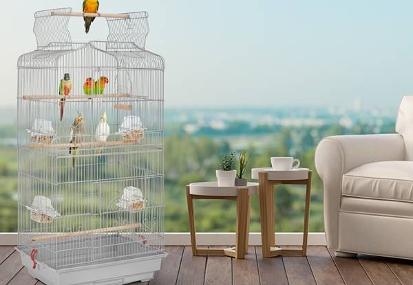 Open Top 41in Metal Bird Cage - Three Colours Available