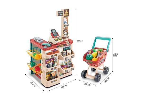 48-Piece Supermarket Stand Toy with Trolley