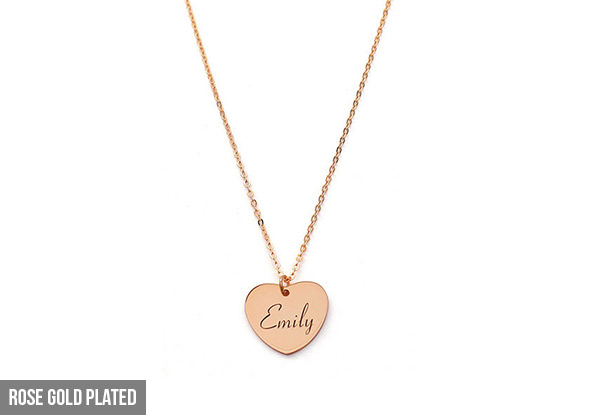 Personalised Heart Pendant Name Necklace - Three Colours Available