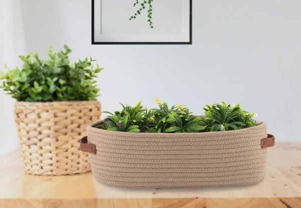 Two-Pack Woven Storage Basket - Available in Three Colours & Options for Two-Set