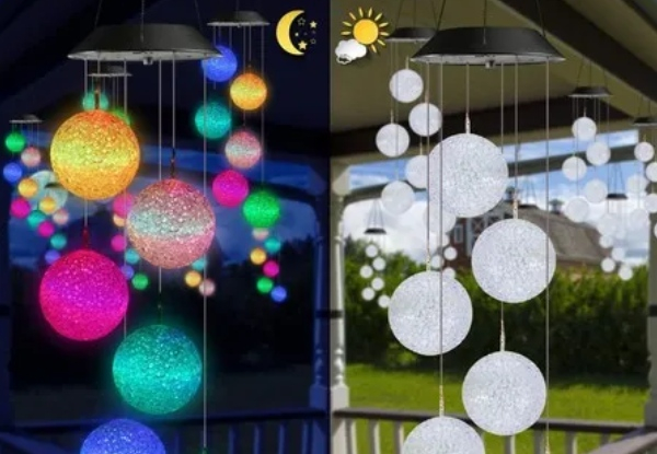 Solar-Powered Colour Changing Ball Wind Chime