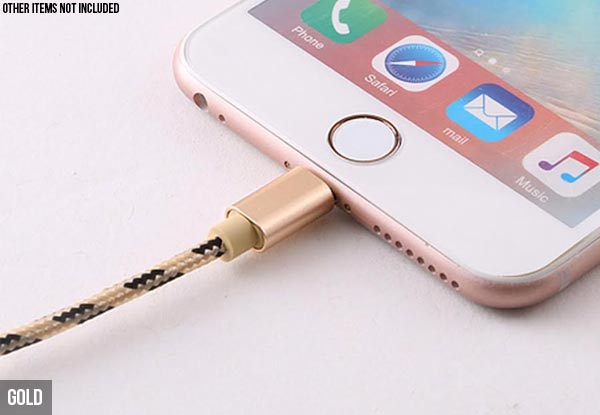 One-Metre High-Speed Charging Cable Compatible with iPhone incl. Free Metro Delivery - Three Colours Available & Option for Two Cables