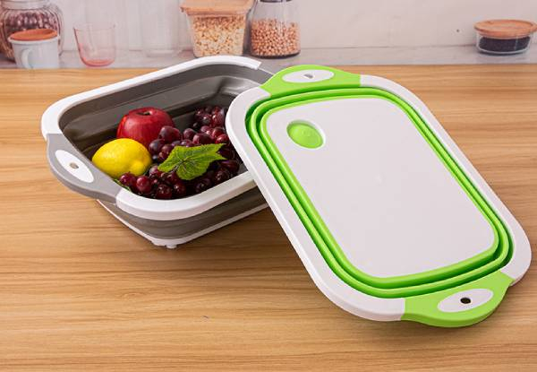 Foldable Chopping Board with Drain Plug & Basket - Two Colours Available