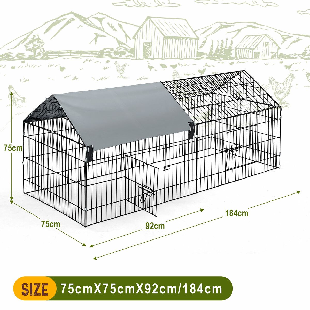 Metal Chicken Coop Run - Two Sizes Available