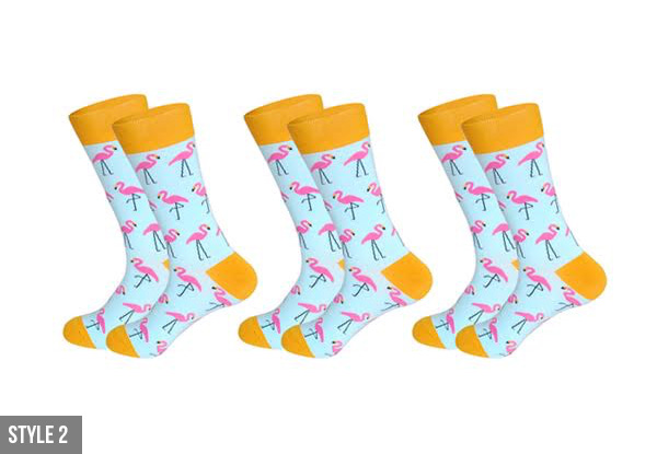 Three Pairs of Flamingo Socks - Two Styles Available