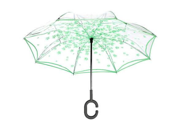 Reversible Blossom C-Handle Umbrella - Four Colours Available with Free Delivery