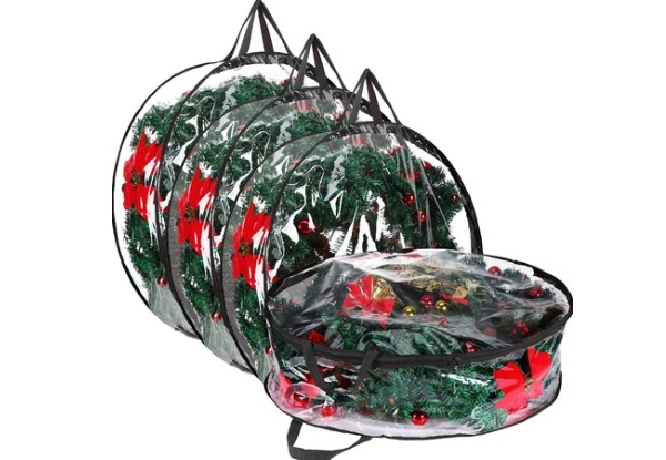 61cm Clear Christmas Wreath Storage Bag with Zippers - Three Colours Available