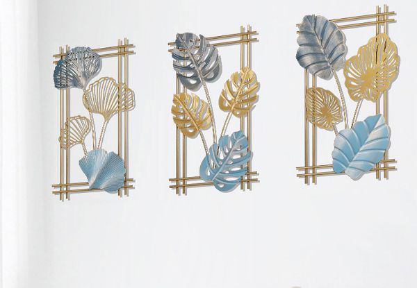 Metal Leaf Hanging Wall Art Decoration - Available in Four Styles & Option for Two-Pack