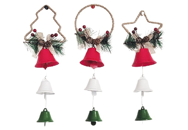 Three-Pack of Christmas Tree Bell Ornaments - Option for Six-Pack