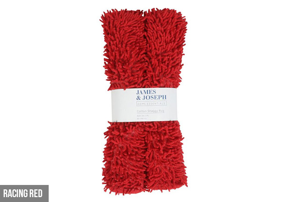 Two-Pack of 100% Cotton Shaggy Bathroom Rugs - Five Colours Available