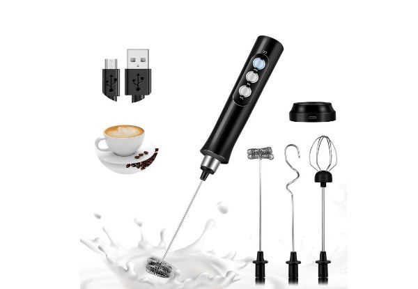 USB Rechargeable Electric Foam Maker with Three Heads - Option for Two-Set