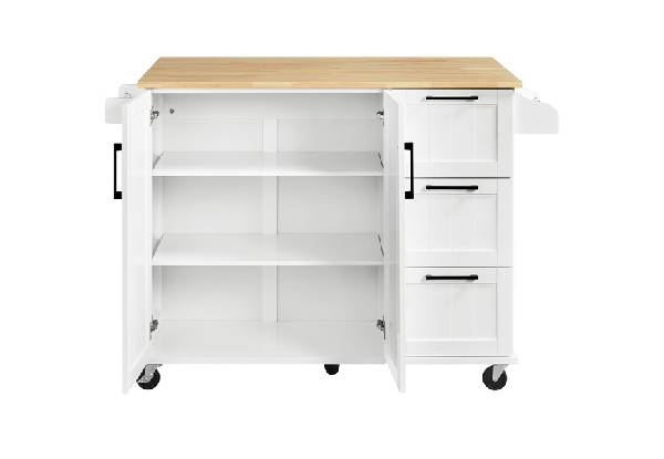 Kitchen Cart Island with Wood Top - Two Colours Available