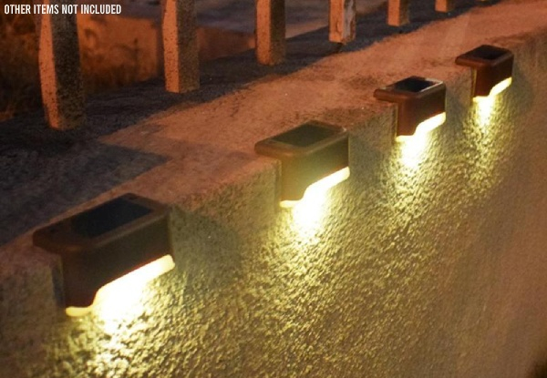 Four-Pack of Solar-Powered Railing Lights - Two Colours Available