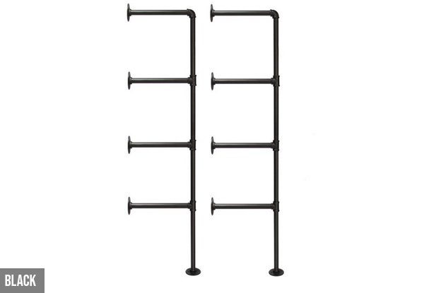 Industrial Wall Pipe Floating Shelf Display Shelving Rack Unit - Three Colours Available