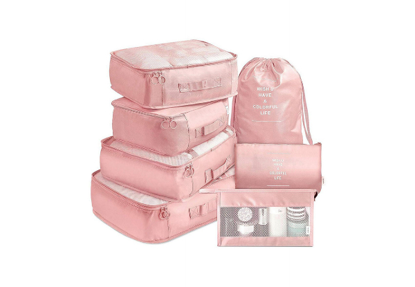 Seven-Piece Travel Packing Cube Luggage Organiser - Available in Six Colours