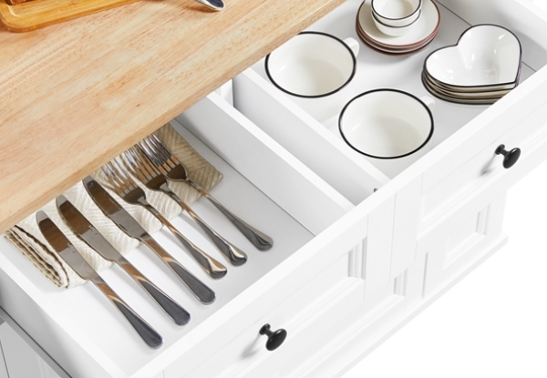 Island Kitchen Cart with Wood Top