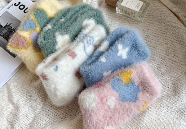 Five-Pairs of Colourful Fluffy Socks