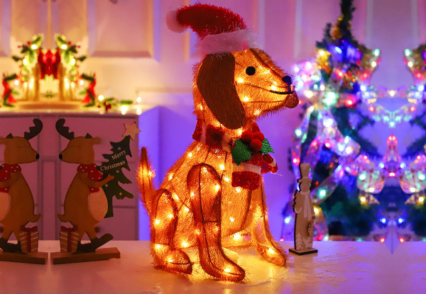 LED Christmas Dog Decoration Statue Light - Two Options Available