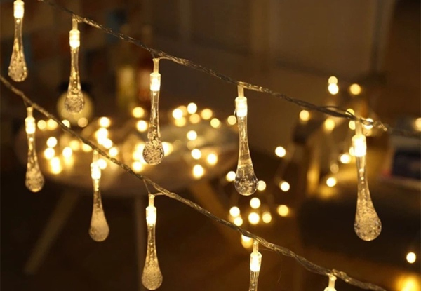 Water Drop String Lights - Three Colours Available & Option for Two-Pack