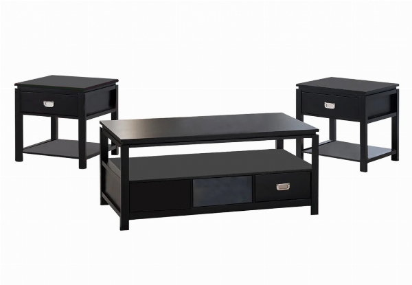 Three-Piece Solid Wood Top Living Room Table Set - Available in Two Colours