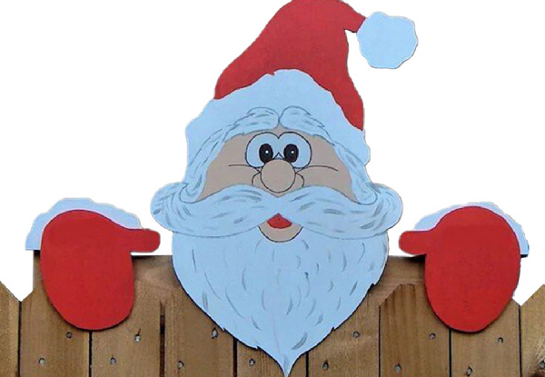 Santa Claus Christmas Fence Peeker Decoration - Available in Three Styles & Option for Two-Pack