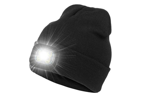 Beanie Hat with LED Light - Three Colours Available & Option for Two-Pack