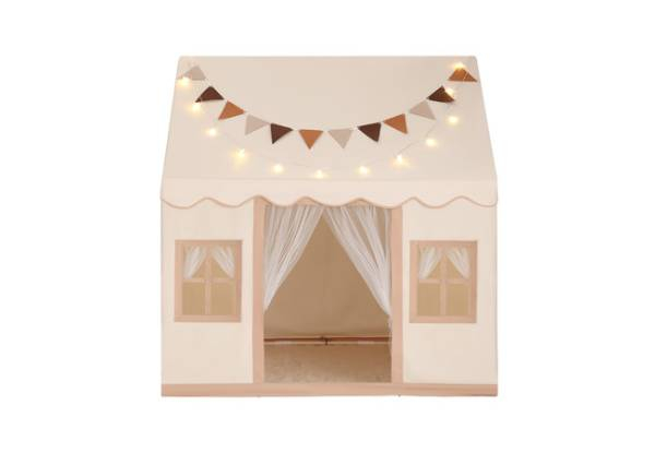 Kids Playhouse Play Tent with Mat & Lights - Two Colours Available