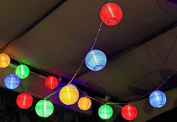 30 LED Solar Nylon Lantern String Lights