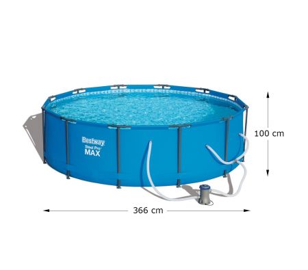 3.66m Bestway Above-Ground Metal Frame Swimming Pool with Filter Pump