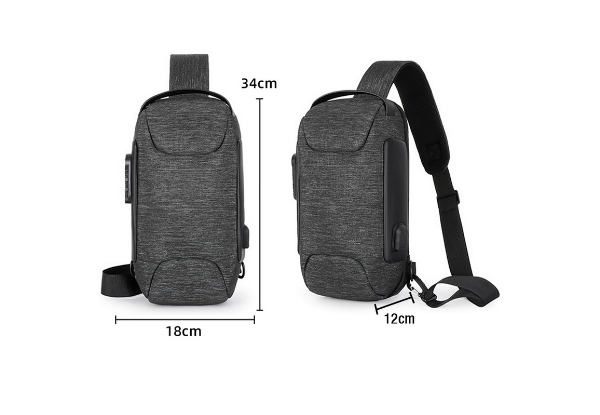 Men's Anti-Theft Lock Crossbody Sling Bag with USB Port - Available in Two Colours & Option for Two