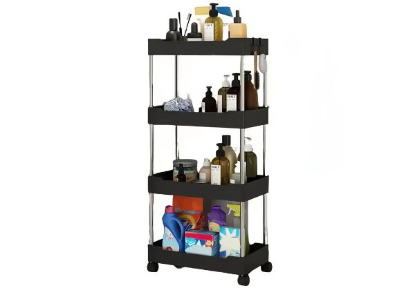 Four-Tier Portable Storage Rack with Wheels - Two Colours Available