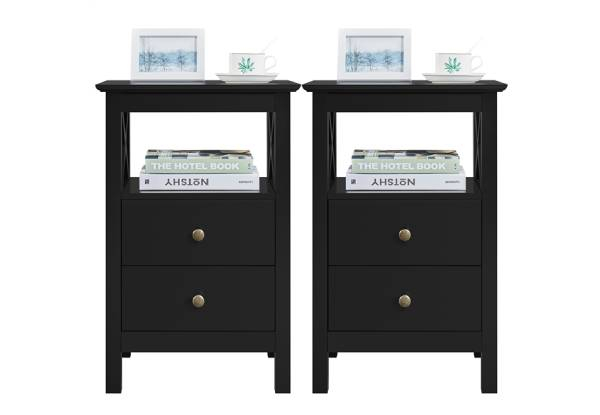 Two-Piece Bedside End Table Nightstand - Two Colours Available