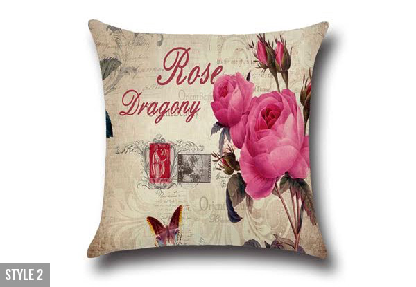 Flower Printed Linen Cushion Cover - Nine Styles Available