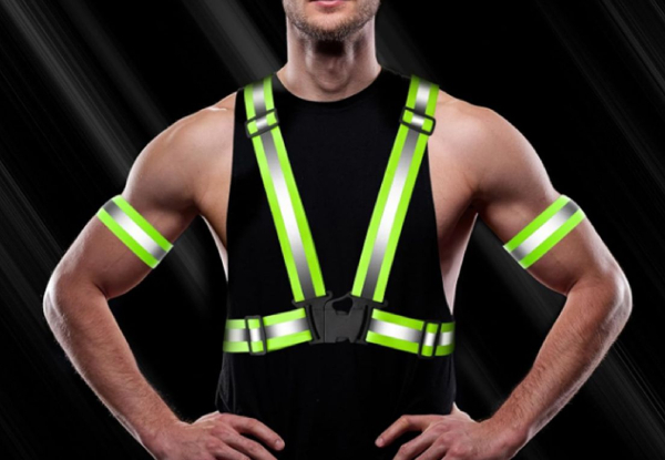 Two-Pack Reflective Vests with Four Wrist Bands - Four Colours Available