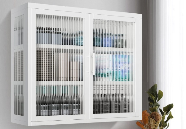 Three-Tier Wall Mounted Glass Display Cabinet - Two Colours Available