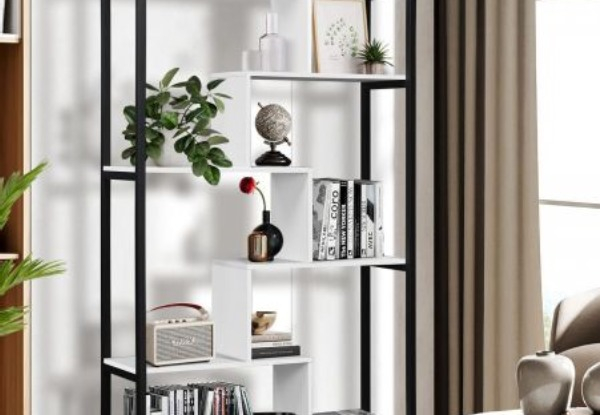 LUXSUITE Six-Tier Wooden Bookshelf