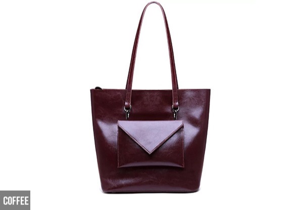 Leather Handbag with Detachable Wallet - Four Colours Available