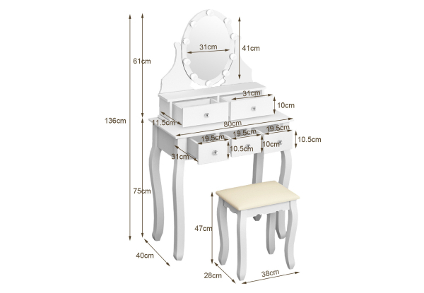 Vanity Dressing Table Set with LED Lights