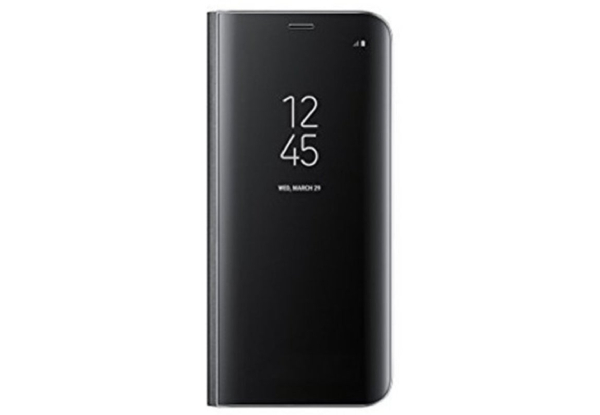 Mirror Flip Black Leather Case Compatible with Samsung Galaxy S8 Plus