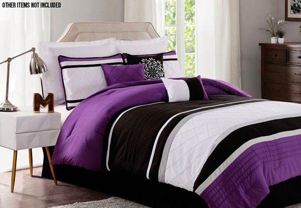Seven-Piece Purple Comforter Set - Three Sizes Available