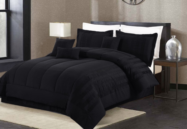 Seven-Piece Black Comforter Set - Three Sizes Available