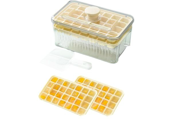 56-Grid Ice Cube Tray with Lid & Bin - Available in Two Colours & Option for Two-Pack