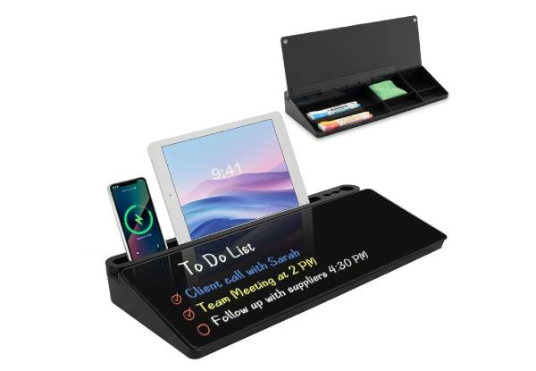 Glass Desktop Whiteboard with Marker & Eraser - Available in Two Sizes, Two Colours & Option for Two-Pack