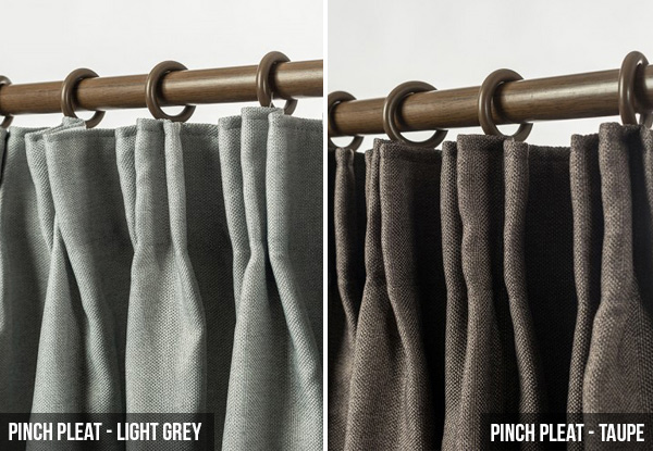 Blackout Linen Look Eyelet or Pinch Pleat Ready Made Curtains - Two Sizes & Range of Colours Available