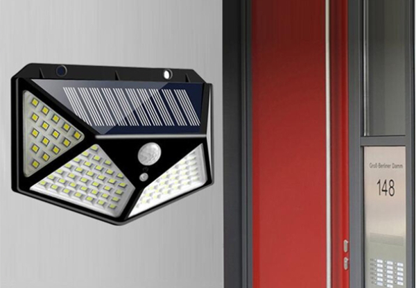 One Four-Sided 100 LED Solar Power Wall Light - Option for Two